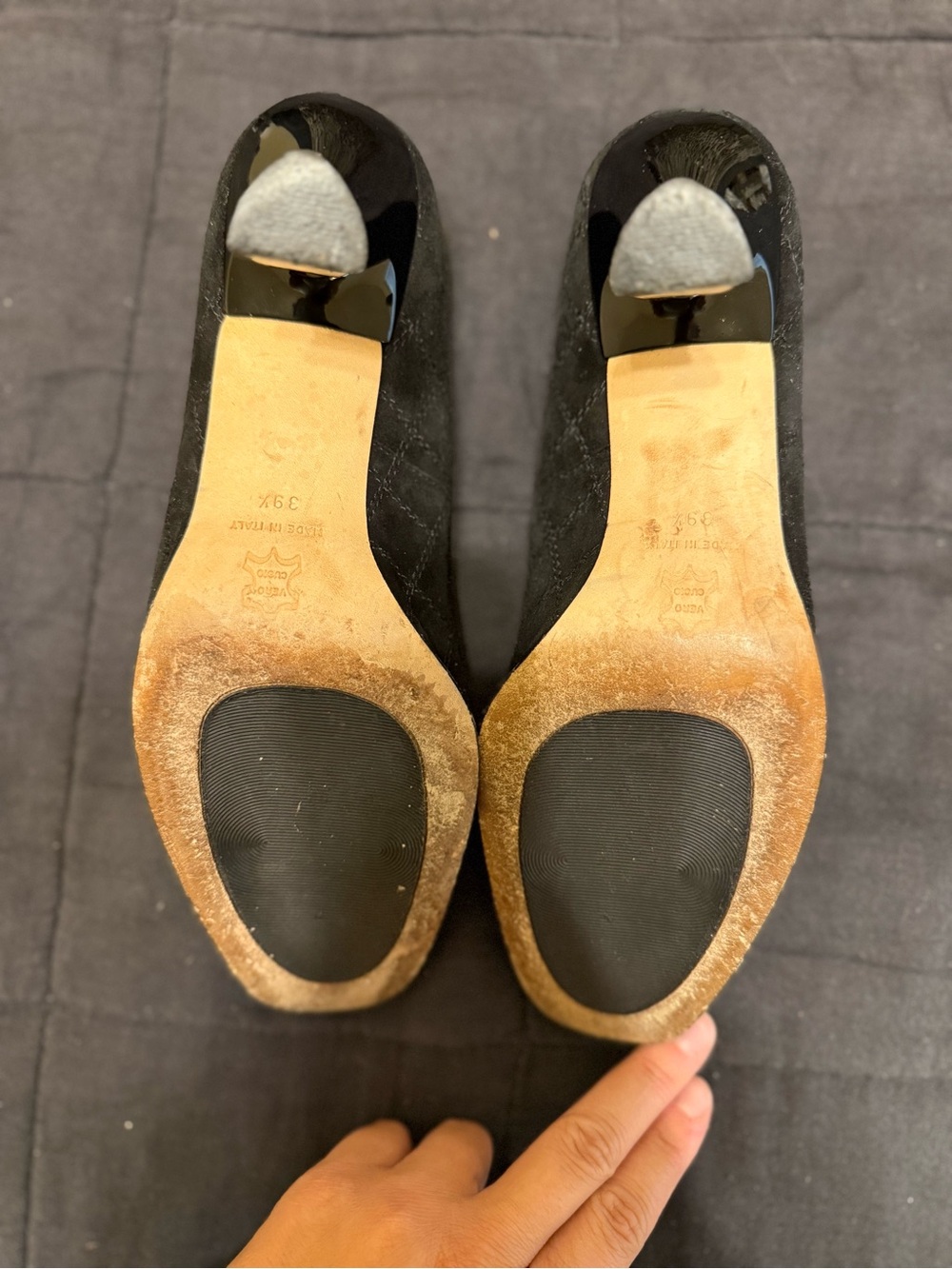 Anyi Lu Black Quilted Suede Square-Toe Flats - Picture 5 of 6